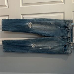 Cosmic Blue Love Distressed straight leg Jeans